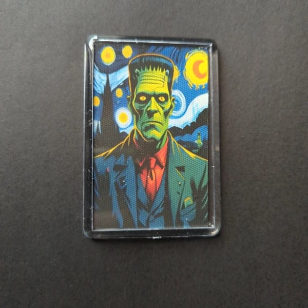 Frankenstein's Starry Night Fridge Magnet – Gothic Horror Acrylic Decor