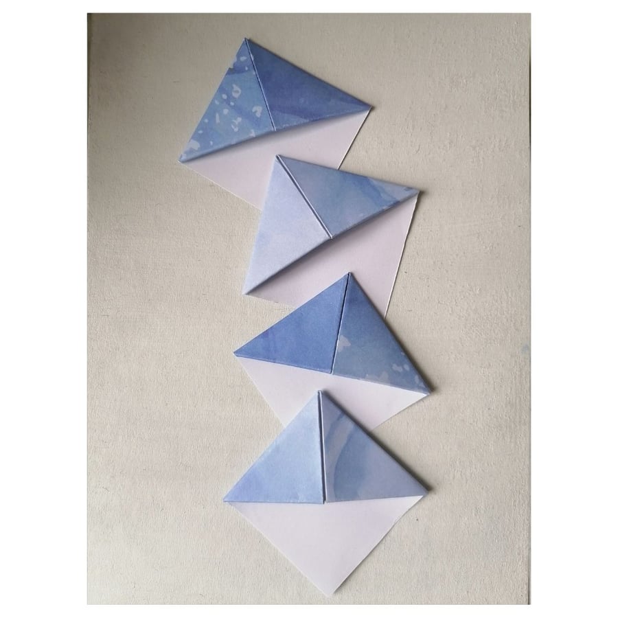Handmade Blue Origami Bookmarks - Set of 4 - Perfect Gift for Book Lovers