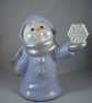 Blue Ceramic Christmas Xmas Glittery Snow Lady Figurine Ornament Decoration. - Image 1