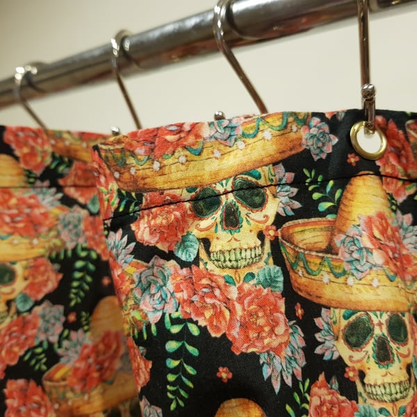 Sombrero Skulls natural shower curtain