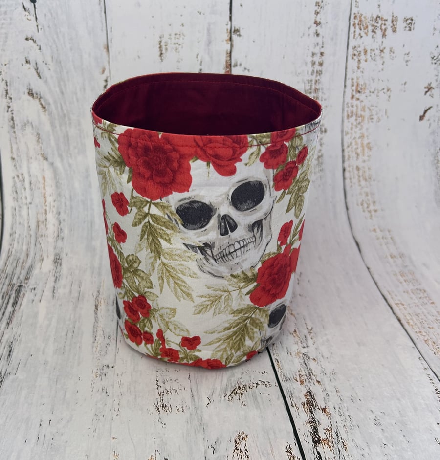 Textile Storage Pot - Red Skull