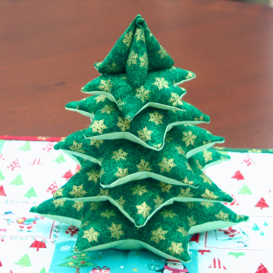 Fabric Christmas Tree Table Decoration with Snowflake design