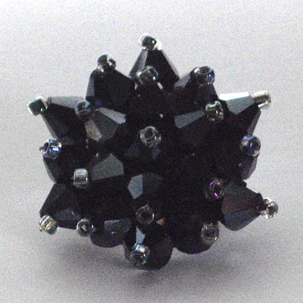 Metallic Grey Crystal Bead Brooch - UK Free Post