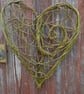 Natural Woven Willow Spiral Heart, St Dwynwen's day, Valentine, made to order - Image 1