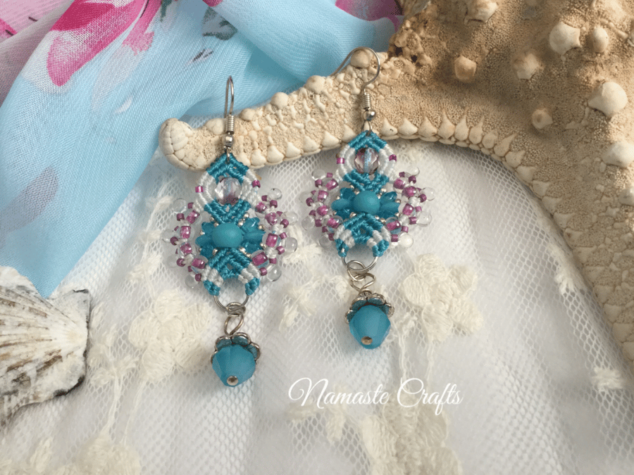 Pretty delicate beaded lacy earrings, elegant, classy, stylish, fashionable