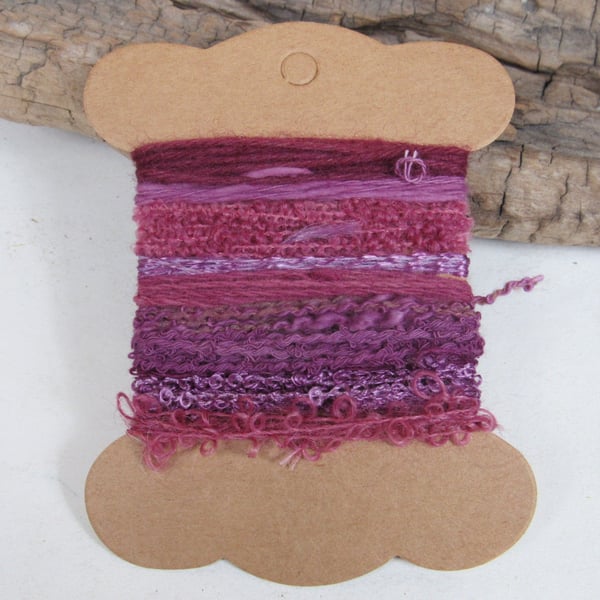 Small Dark Cochineal Pink Purple Natural Dye Textured Thread Pack