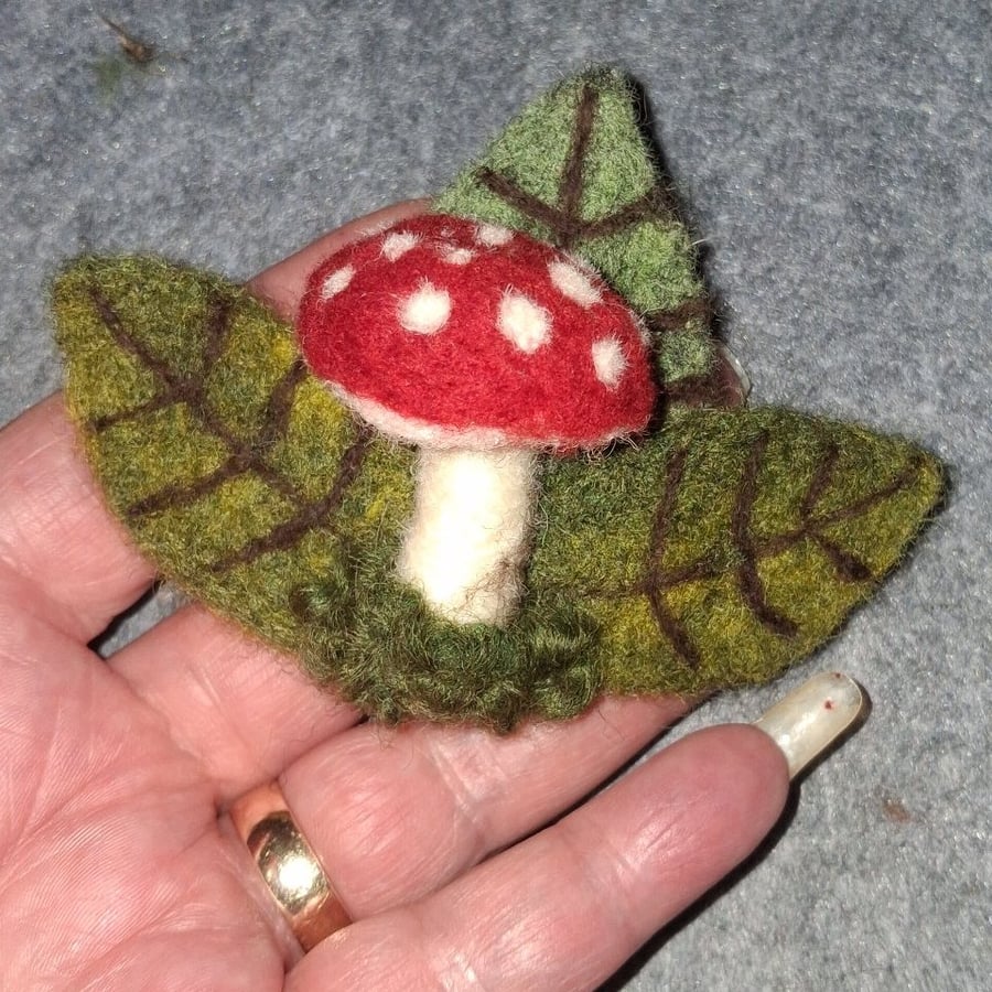 Needle Felted Toadstool Mushroom Hair Clip Handmade Hair Accessory