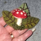 Needle Felted Toadstool Mushroom Hair Clip Handmade Hair Accessory
