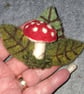 Needle Felted Toadstool Mushroom Hair Clip Handmade Hair Accessory