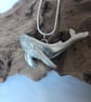 Handmade Whale Necklace recycled pewter; Humpback Whale Sculpute Silver Snake Ch - Image 3