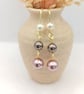 Pearl Earrings - Vintage Rose & Crystal Brown Pearl Drops - Special Occasion  - Image 5