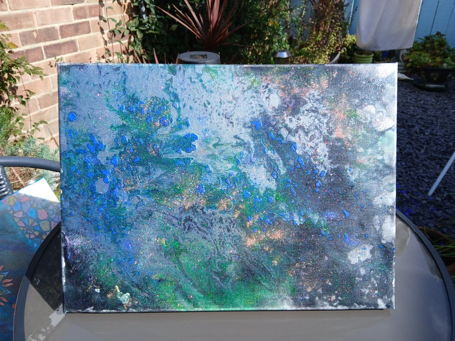 Night Sky Acrylic Paint Pour Canvas