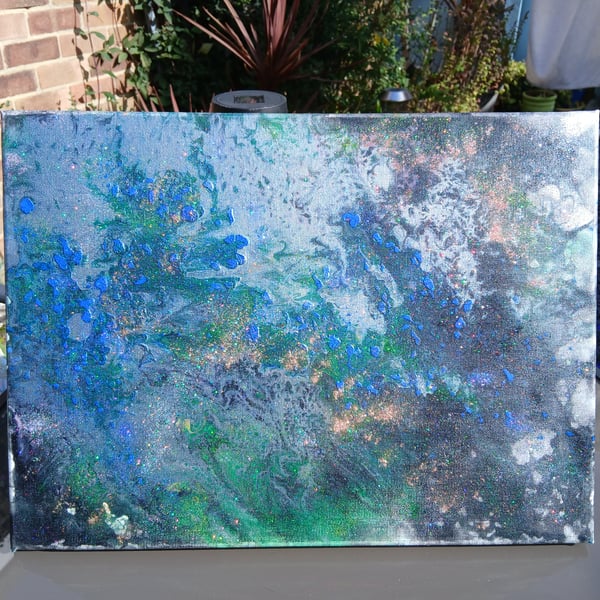 Night Sky Acrylic Paint Pour Canvas