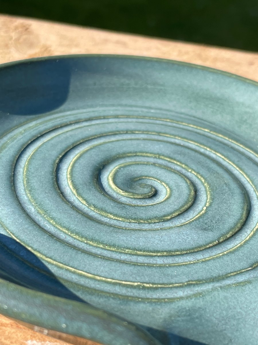 Wheel Thrown Stoneware Swirly Spoon Rest