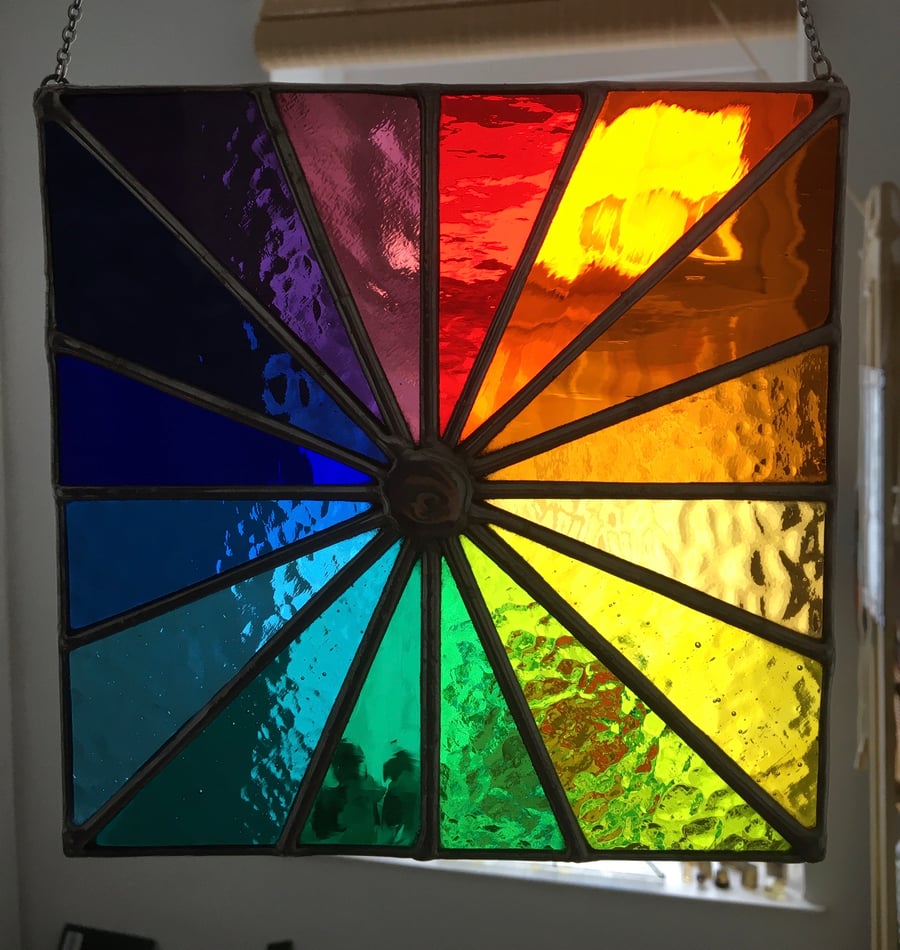Spectrum! Bright Real Stained Glass Rainbow Squ... Folksy