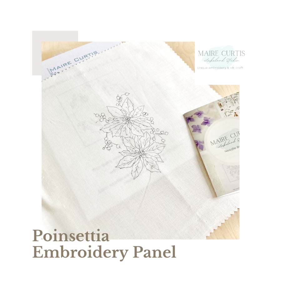 Christmas Poinsettia Embroidery Panel
