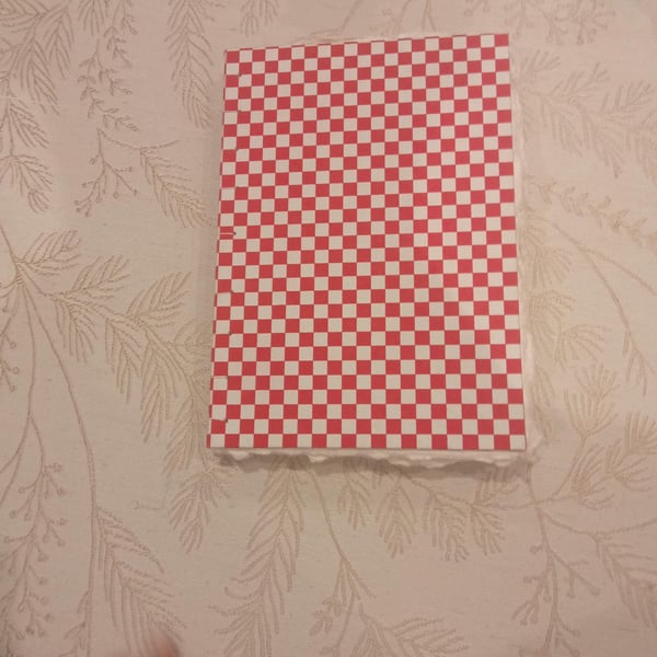 Handmade sketchbook A5 cotton rag watercolour paper red cover open spine 