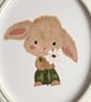 Hand-Painted Bunny Wall Art, Framed Oval Acrylic Rabbit Painting Nursery Decor - Image 3