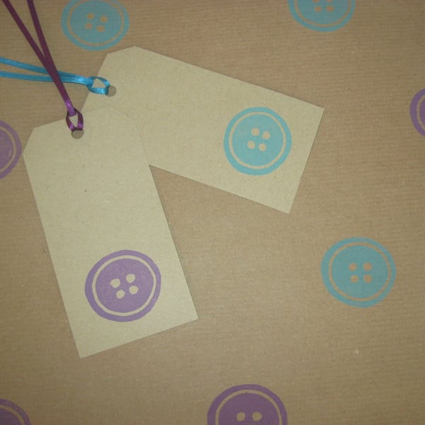 Purple Turquoise Button Gift Wrap Set