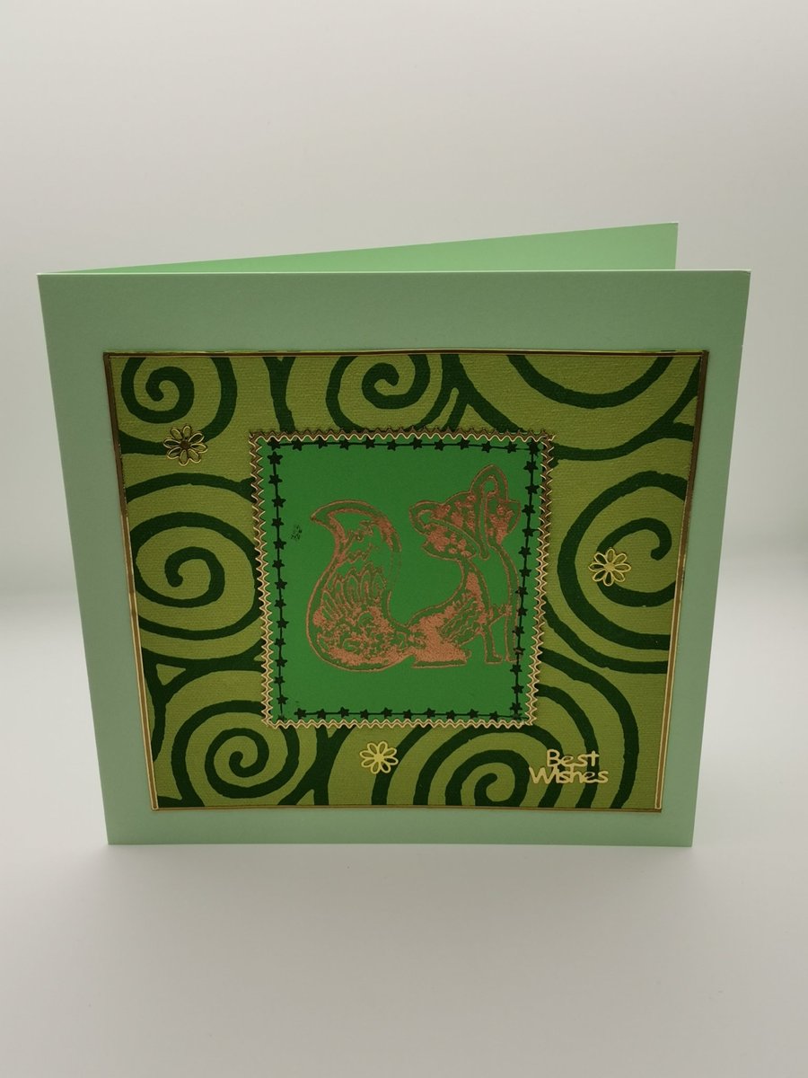 Handmade Bronze Fox Card