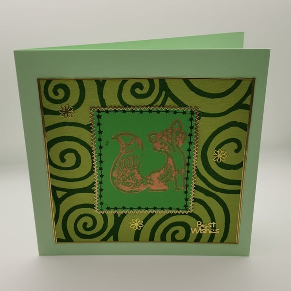 Handmade Bronze Fox Card