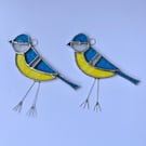Stained Glass Blue Tit Suncatcher - Handmade Hanging Window Decoration