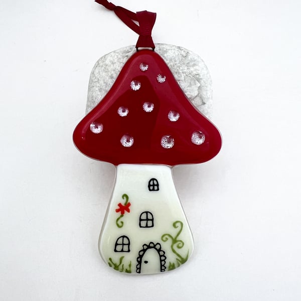 Fused Glass Fairy Toadstool Decoration