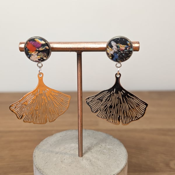Summer bloom scrap silver leaf pebble dangles