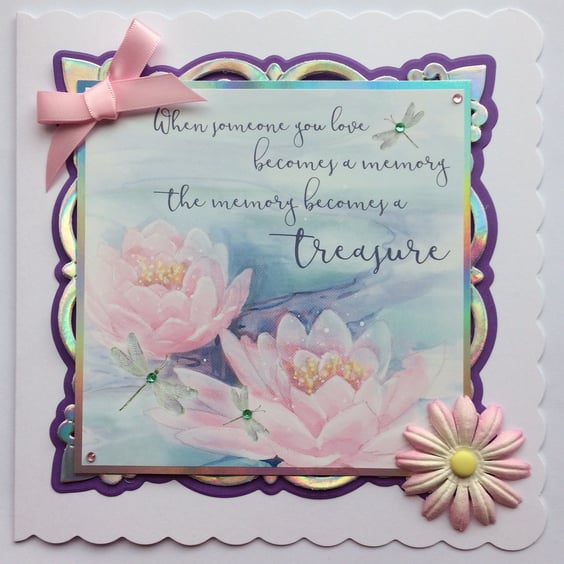 Sympathy Handmade Card Water Lilies Lily Treasured Memories