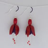 Fuchsia flower earring, red & purple