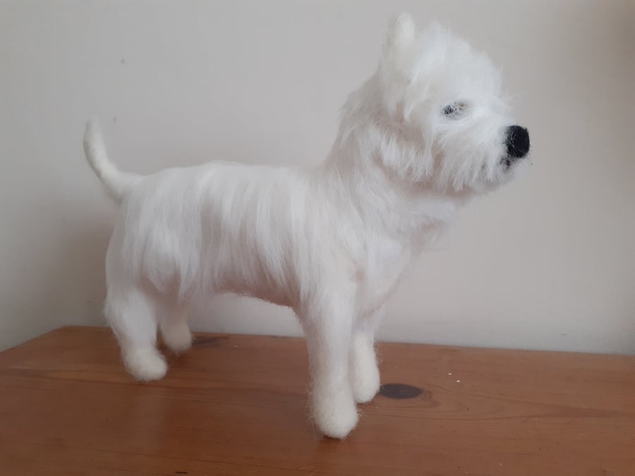 WESTIE, west highland terrier, dog,pet,needle felted wool sculpture ooak,collect
