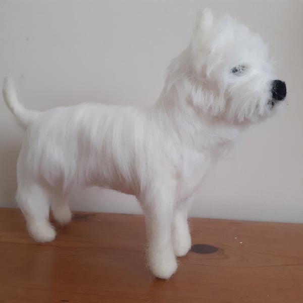 WESTIE, west highland terrier, dog,pet,needle felted wool sculpture ooak,collect