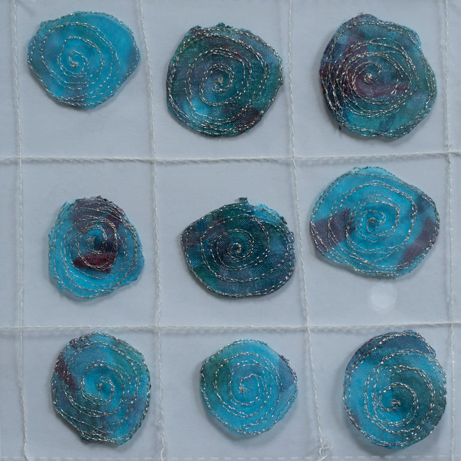 9 Free Motion Embroidery Blue Organza Embellishments Card Making 