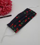 Face mask, small, 3 layer,  adjustable,  washable in navy cherry - Image 2