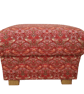 William Morris Strawberry Thief Crimson Red Fabric Storage Footstool Pouffe Bird
