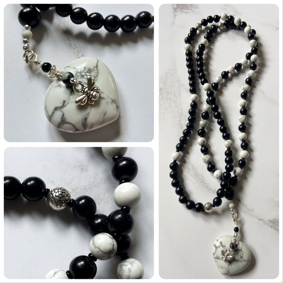 Howlite & Ebony Mala Necklace