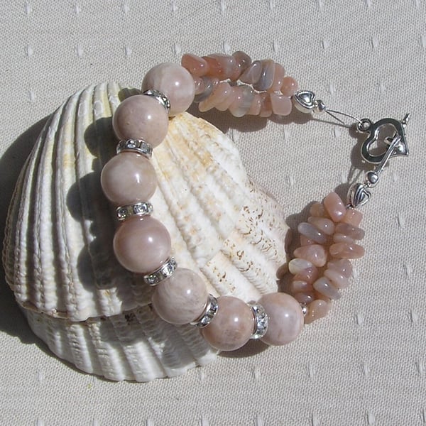 Sunstone Crystal Gemstone Beaded Chakra Bracelet "Sun Dew"