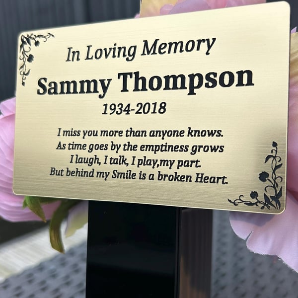 Memorial Plaque, Personalised memorial plaques, Grave Marker, Remembrance Stake 