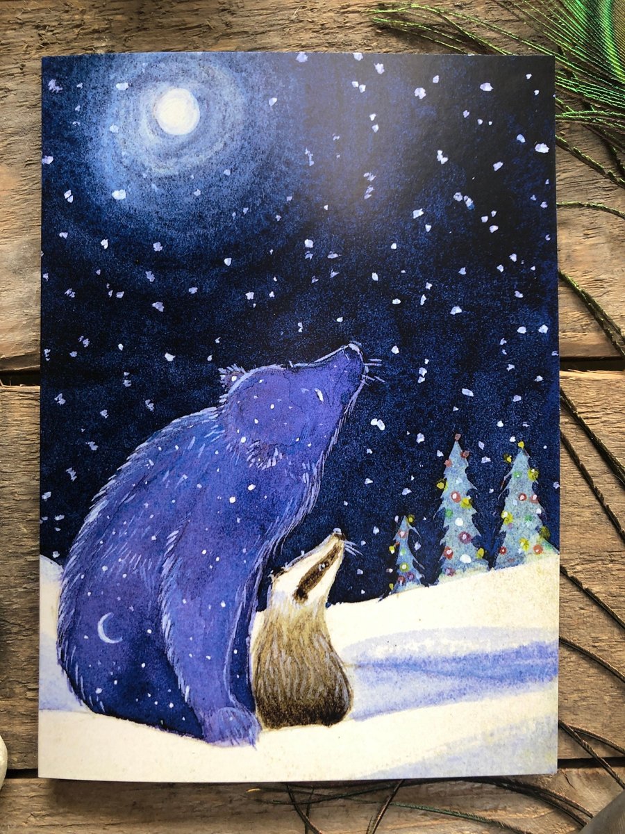 Christmas Eve Greetings Card by Hannah Willow