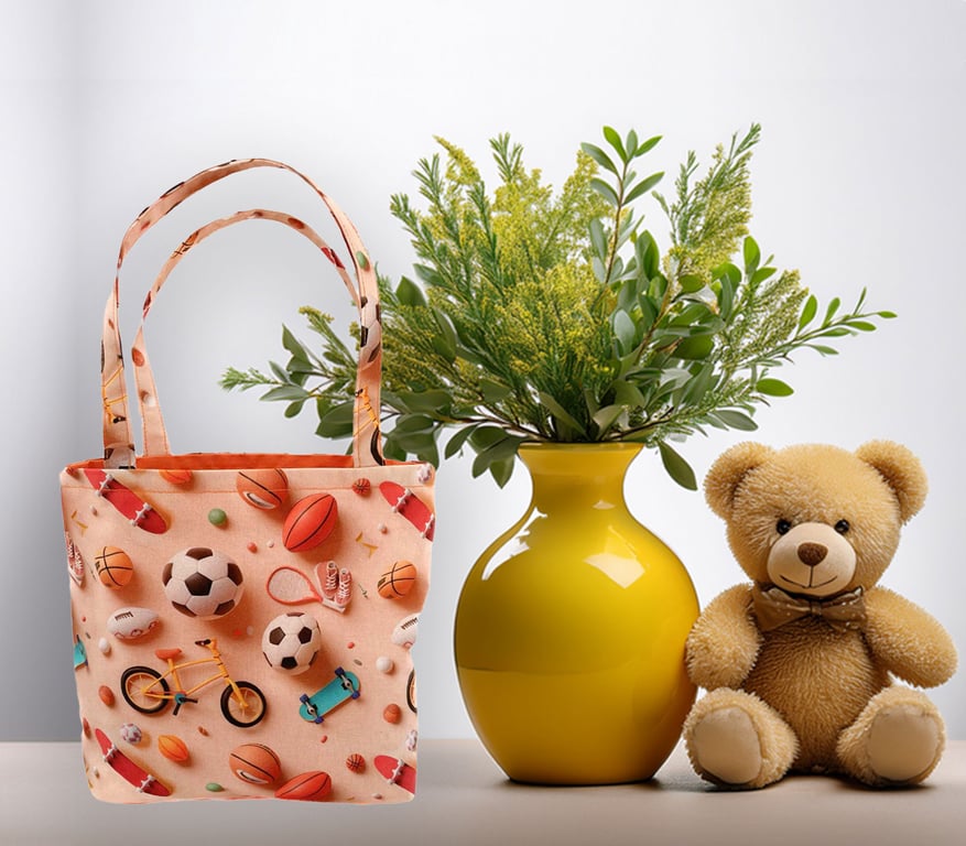 Children's Tote Bag Sports Design. Children's-Baby Shower bag-Handmade-CTB106