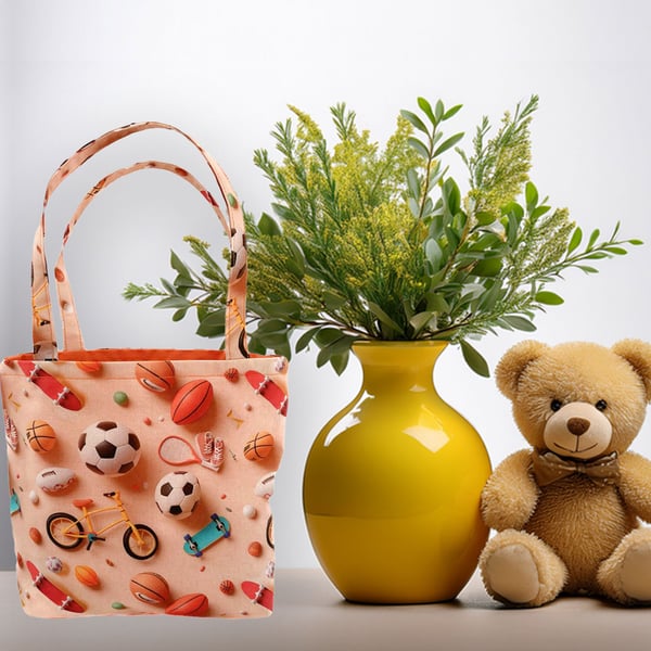 Children's Tote Bag Sports Design. Children's-Baby Shower bag-Handmade-CTB106