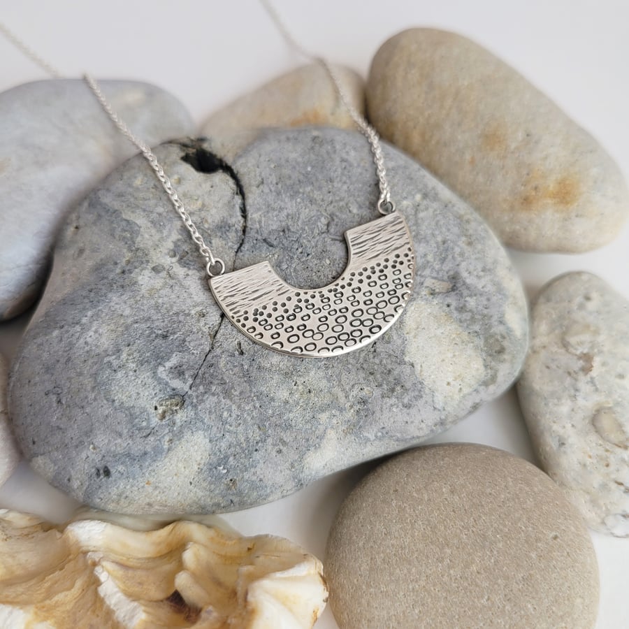 Seashore Pebble Beach Necklace, Handmade Recycled Sterling Silver