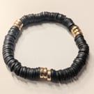 Clay Bead Bracelet - Black & Gold