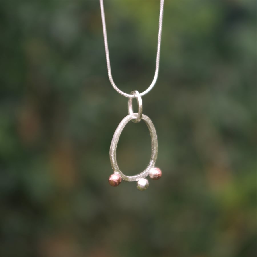 Silver and Copper Seed Pod Necklace