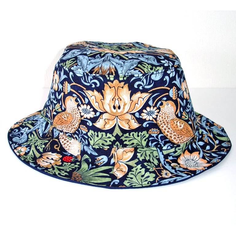 William Morris The Strawberry Thief Sun Hat Reversible Summer Bucket Hat
