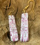 Patterned Pink and White Drop Earrings - Image 2