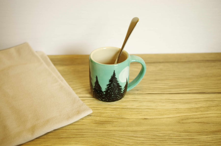 Small Coffee Mug - Black Forest and Moon