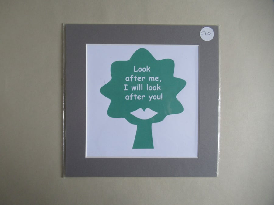 Green Tree graphic print 8" x 8" with mount