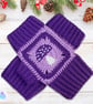 Crochet gloves in a purple lilac and white toadstool design. Toadstool gloves. - Image 6
