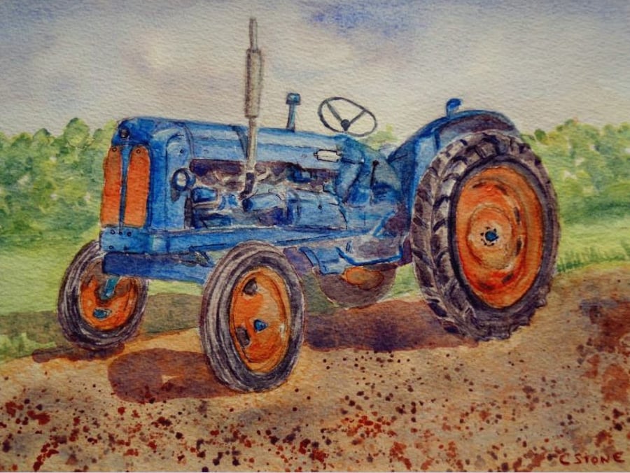  Fordson Major vintage tractor original watercolour painting
